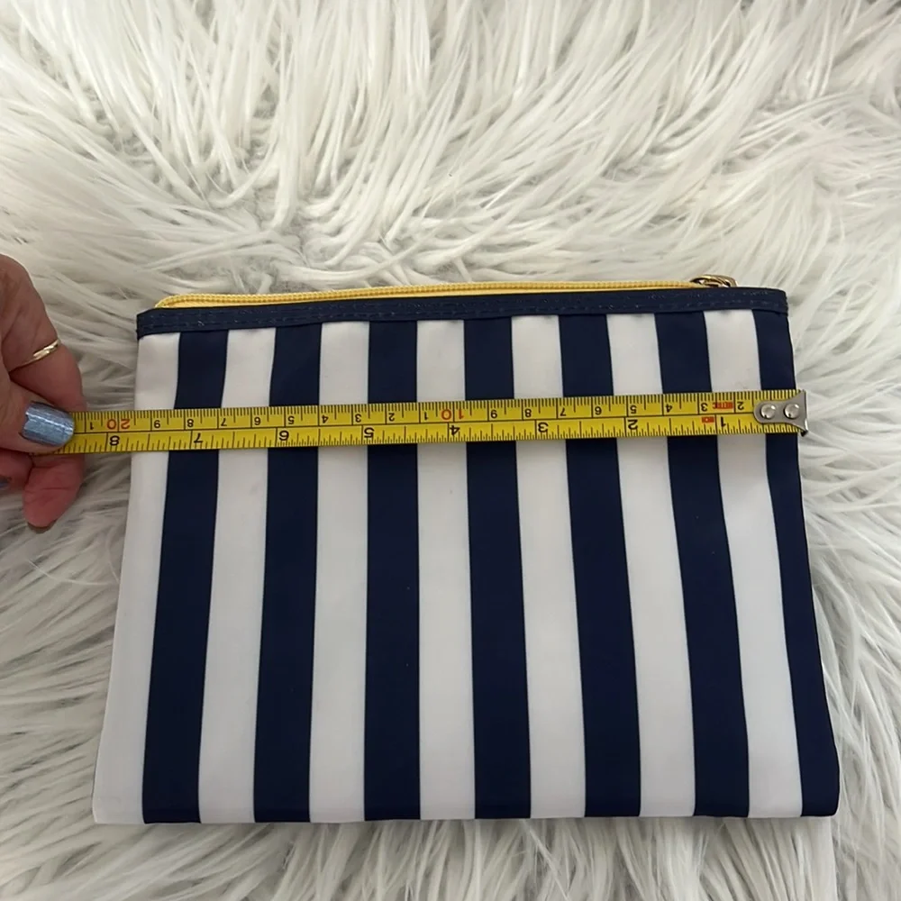 Saks Fifth Avenue blue and white striped makeup bag